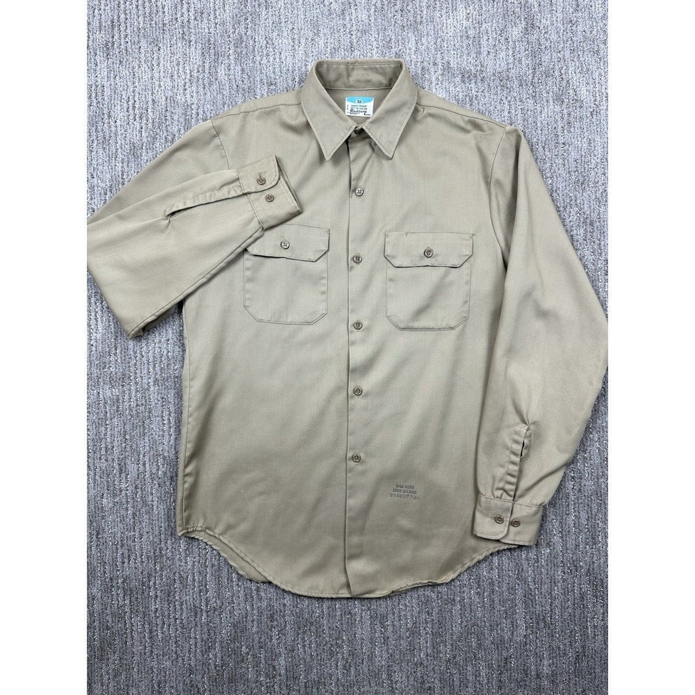 Vintage 80s Big Mac JC Penney USA Beige Long Sleeve Work Shirt Men's Size Medium